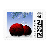 Red Ornaments Holiday Stamp