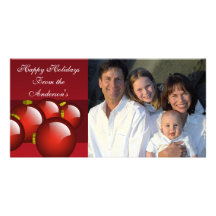 Red Ornaments Stationery Custom Photo Card