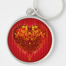Red Ornate Heart Key Chains