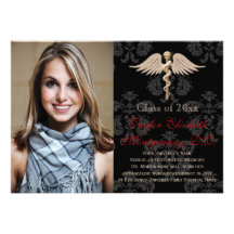 Red Osteopathic Medicine DO School Graduation Personalized Invite