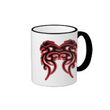 Red Outline Double Dragon Mug