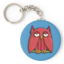 Red Owl aqua Keychain keychains