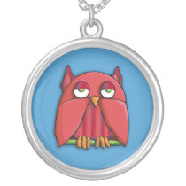 Red Owl aqua Necklace necklaces