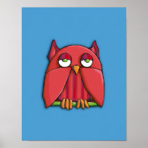 Red Owl aqua Poster