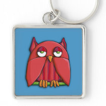 Red Owl aqua Square Premium Keychain keychains