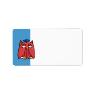 Red Owl Grad aqua Address Label label