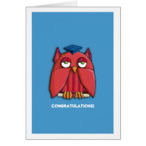 Red Owl Grad aqua Congratulations Graduation Card cards