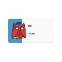 Red Owl Grad aqua Gift Tag Sticker labels