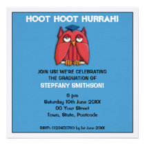 Red Owl Grad aqua Graduation Party 2 Invitation invitations