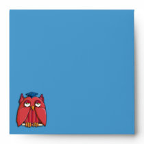 Red Owl Grad aqua Square Invitation Envelope envelopes