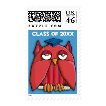 Red Owl Grad aqua Stamp