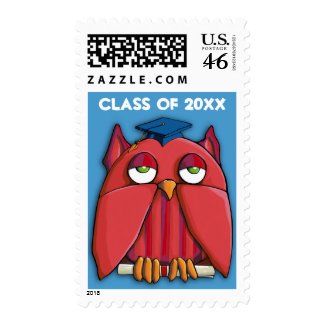 Red Owl Grad aqua Stamp stamp