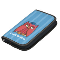 Red Owl Grad aqua stripes Folio Planner Organizer planners