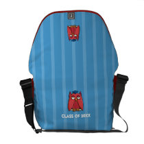 Red Owl Grad aqua stripes Messenger Bag