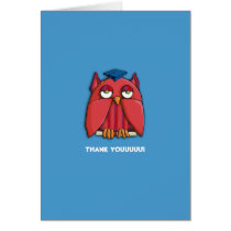 Red Owl Grad aqua Thank You Note Card cards