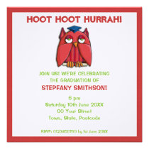 Red Owl Grad Graduation Party 3 Invitation invitations