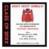 Red Owl Grad Graduation Party Invitation invitations