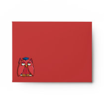 Red Owl Grad red A2 Note Card Envelope envelopes