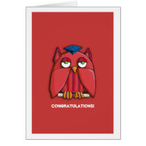 Red Owl Grad red Congratulations Graduation Card cards