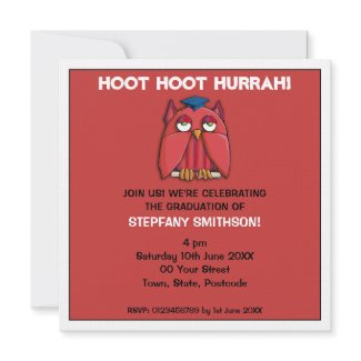 Red Owl Grad red Graduation Party 2 Invitation invitation