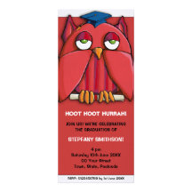 Red Owl Grad red Graduation Party 3 Invitation