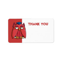 Red Owl Grad red Thank You Gift Tag Sticker labels