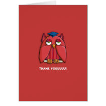 Red Owl Grad red Thank You Note Card cards