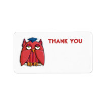 Red Owl Grad Thank You Gift Tag Sticker labels