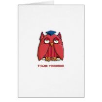 Red Owl Grad Thank You Note Card cards