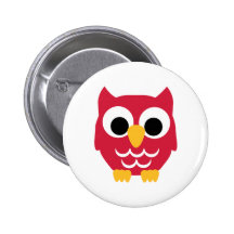 Red owl pinback buttons