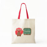 Red Owl Teacher At Chalkboard Canvas Bag
