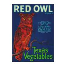 Red Owl Vegetable Label Canvas Print