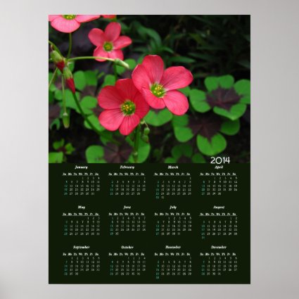 Red Oxalis Calendar ~ print