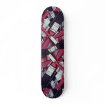 Red paint brushes skate decks