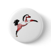 Red Paint Sadllebred Filly rearing Pinback Button