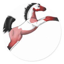 Red Paint Sadllebred Filly rearing Round Sticker