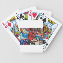 red painted heart love graffiti card deck