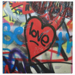 red painted heart love graffiti printed napkin 