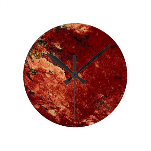 Red Painted Rock Round Clock