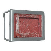 Red Painted Wooden Barn Door Belt Buckle
