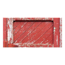 Red Painted Wooden Barn Door Customized Photo Card