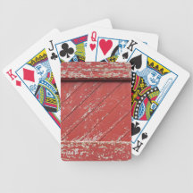 Red Painted Wooden Barn Door Poker Deck
