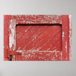 Red Painted Wooden Barn Door Posters