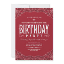 Red Paisley Birthday Invitations