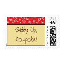 Red Paisley Cowboy Cowpoke Postage Stamp