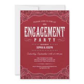Red Paisley Engagement Party Invitations invitation