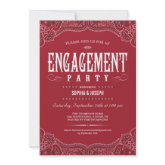 Red Paisley Engagement Party Invitations invitation