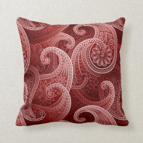 Red Paisley Exotic Pattern Pillows