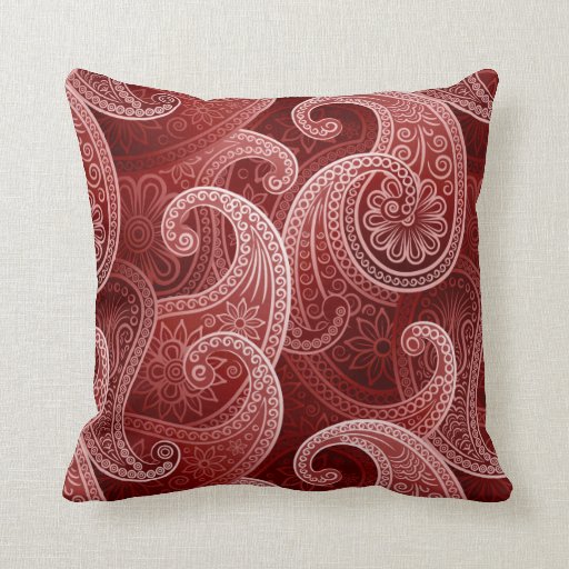 Red Paisley Exotic Pattern Throw Pillow Zazzle