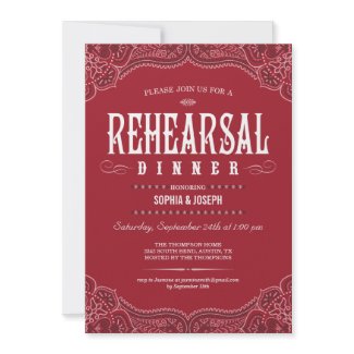 Red Paisley Rehearsal Dinner Invitations invitation